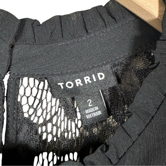 TORRID Black Lace Chiffon Overlay Blouse - Picture 14 of 15